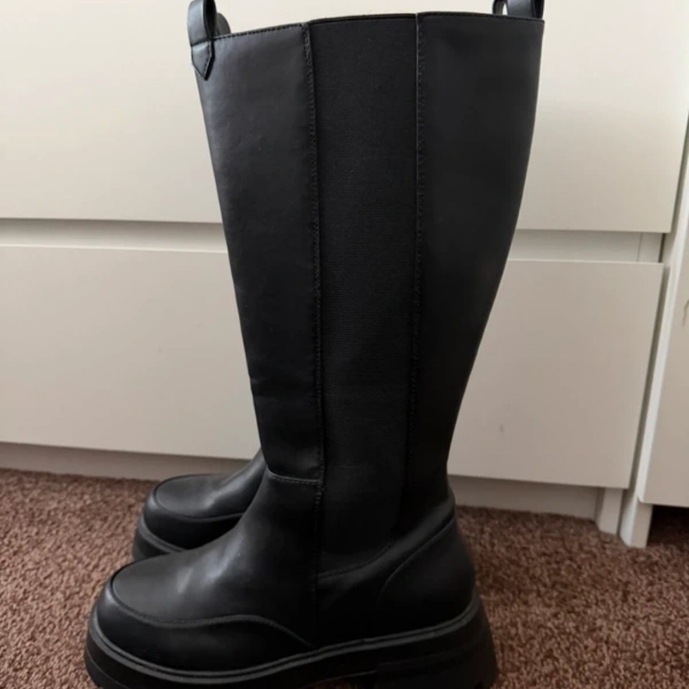 Public Desire Sleek Black Over the Knee Boots